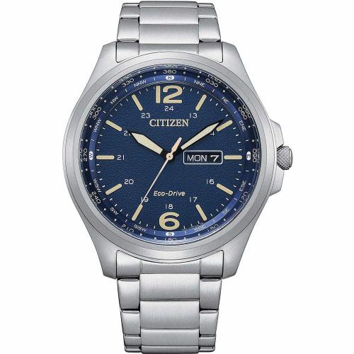 Eco-Drive solo tempo in acciaio, quadrante blu