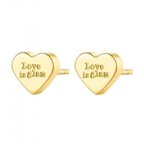 Orecchini dorati serie Click con cuore "Love is glam"