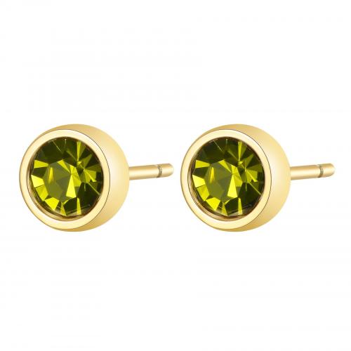Orecchini dorati serie Click con zircone verde