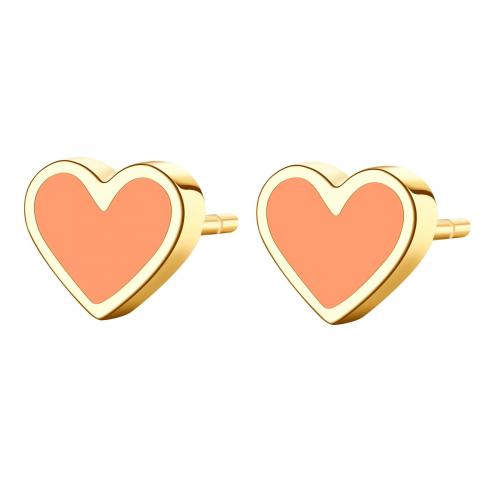 Orecchini  dorati serie Click a cuore arancio