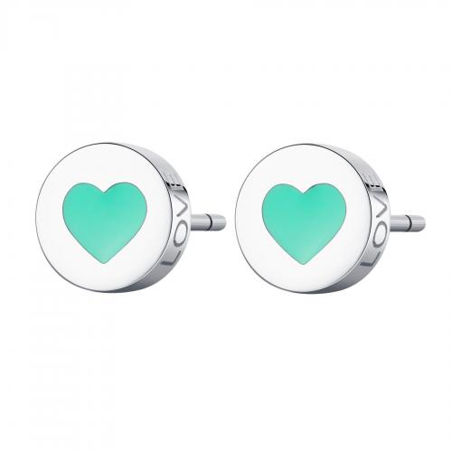 Orecchini serie Click tondi con cuore turchese
