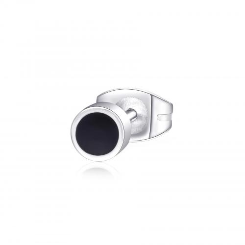 Orecchino singolo serie Ripple con smalto nero