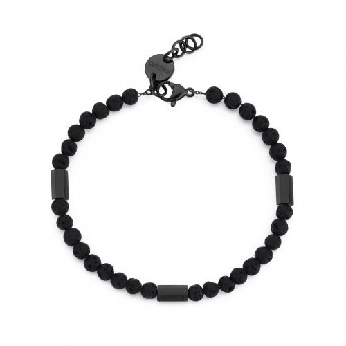 Bracciale serie Riot nero con pietra lavica