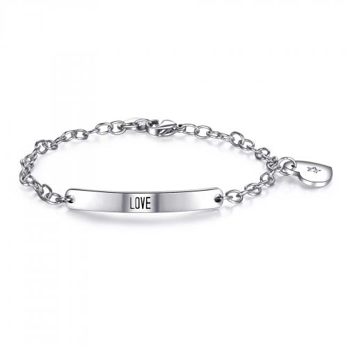 Bracciale serie Happy con piastra "Love" e ciondolo a cuore