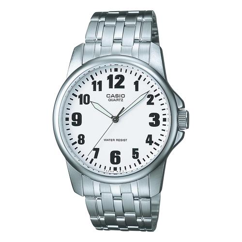 Orologio analogico uomo, acciaio, quadrante bianco