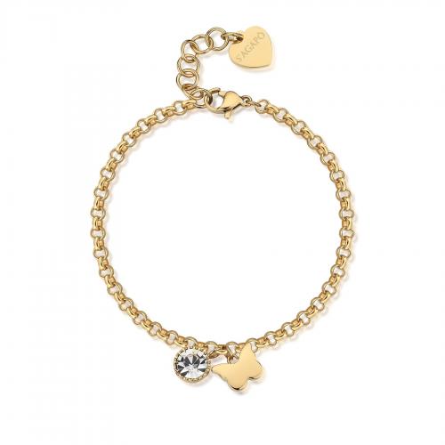 Bracciale dorato serie Lucky Light con farfalla e zircone