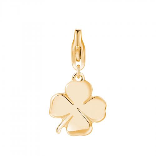 Charm dorato serie Happy a quadrifoglio