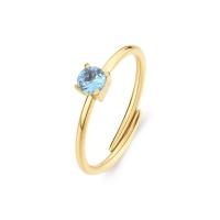 Anello dorato serie Dazzly con cristallo blu