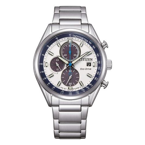 Crono Eco-Drive serie Metropolitan Crono, bianco/nero/blu