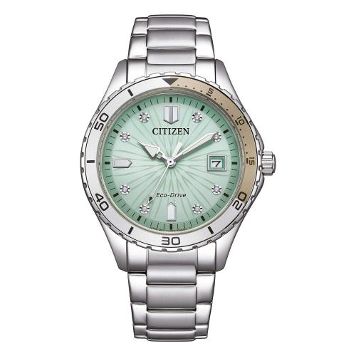 Eco-Drive serie Lady, acciaio, azzurro