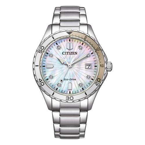 Eco-Drive serie Lady, acciaio, madreperla