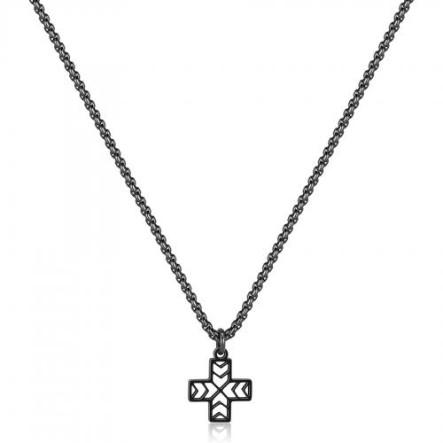 Collana nera serie Rebel con croce greca