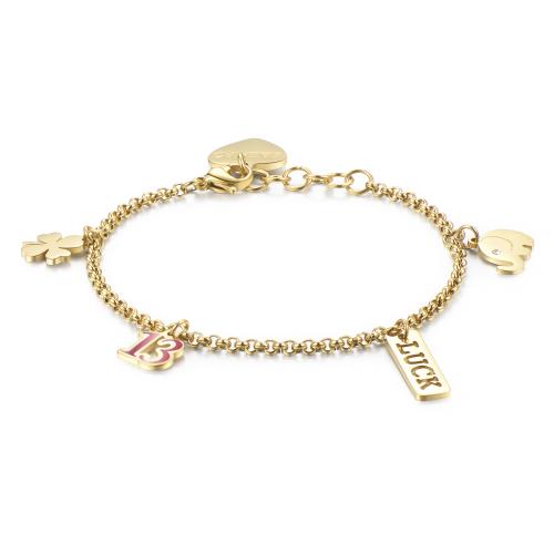 Bracciale dorato serie Get Lucky con portafortuna