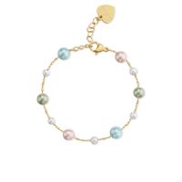 Bracciale in acciaio dorato serie Wisdom con perle colorate