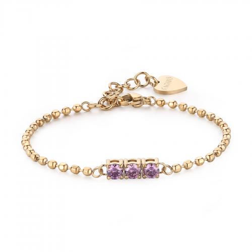 Bracciale dorato trilogy serie Dazzly con zirconi lilla