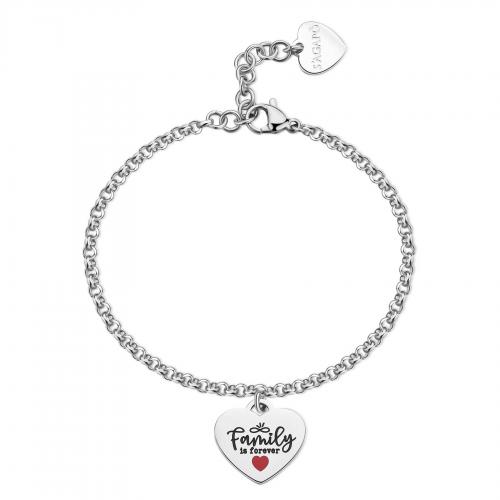 Bracciale serie Be My Family "Family" con cuore