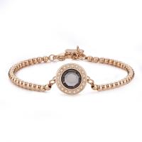 Bracciale a palline dorato rosa serie Luna con cristallo grigio