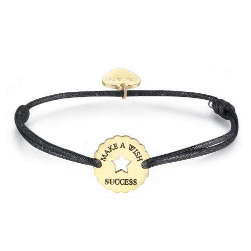 Bracciale in cordino nero serie Make a Wish "Success"