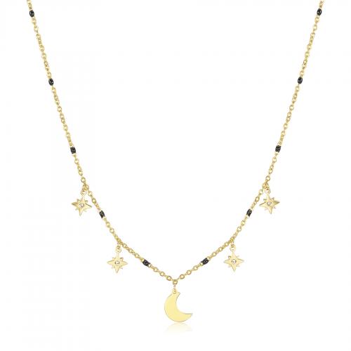 Collana dorata serie Droplet con luna e stelline