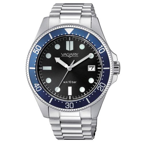 Solo tempo in acciaio, 41 mm., quadrante nero