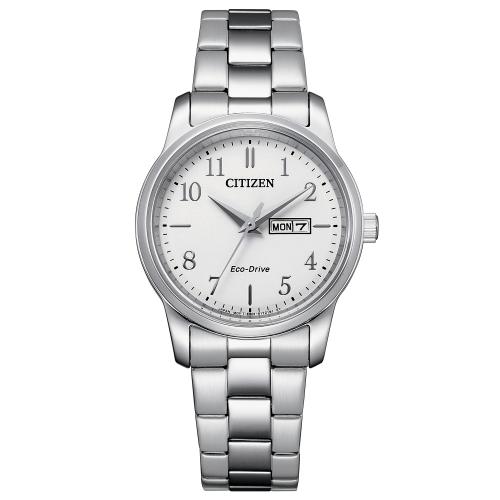 Eco-Drive solo tempo donna acciaio, bianco