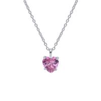 Collana in argento con ciondolo con cristallo rosa a cuore