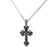 Collana con croce in acciaio / acciaio PVD nero
