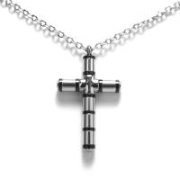 Collana con croce in acciaio / acciaio PVD nero