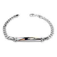 Bracciale in argento con piastra con riporto in oro