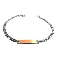 Bracciale in argento con piastra con riporto in oro