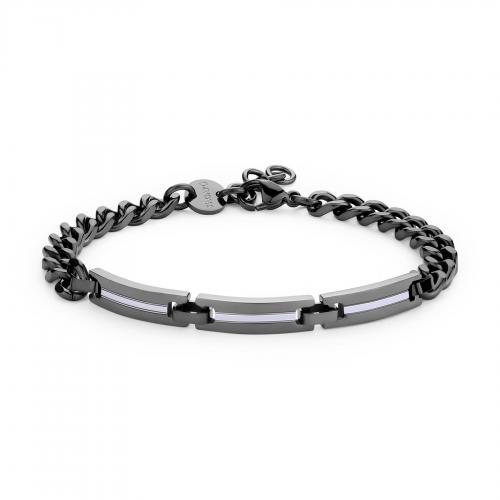 Bracciale uomo serie Titan con 3 piastrine, nero
