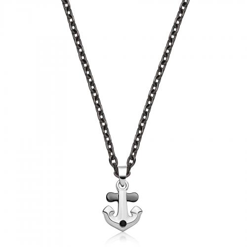 Collana nera serie Nautika con ancora