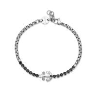 Bracciale serie Nautika con ancora e cristalli neri