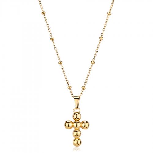 Collana dorata serie Arcadia con croce a palline