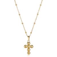 Collana dorata serie Arcadia con croce a palline