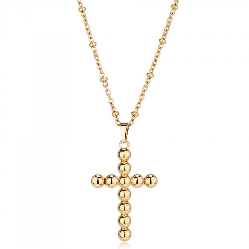 Collana dorata serie Arcadia con croce a palline