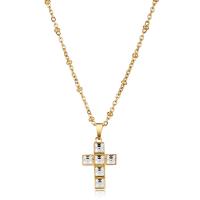 Collana dorata serie Arcadia con croce con cristalli