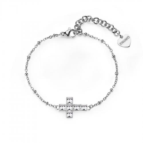 Bracciale serie Arcadia con croce con cristalli