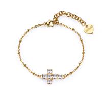 Bracciale dorato erie Arcadia con croce con cristalli