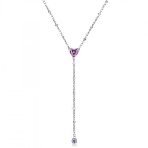 Collana cravattino serie Dazzly con cristalli viola