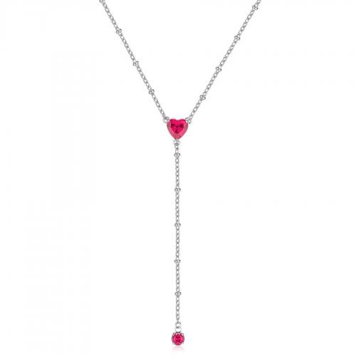 Collana cravattino serie Dazzly con cristalli rosso rubino