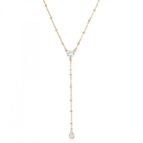Collana cravattino dorata serie Dazzly con cristalli trasparenti