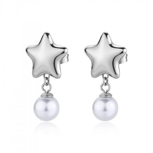 Orecchini serie Stellar a stella con perla pendente