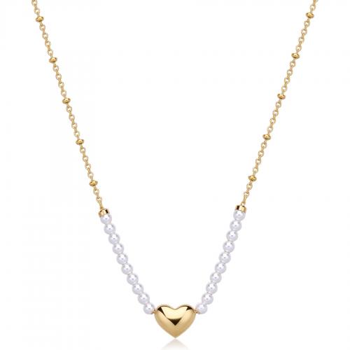 Collana dorata serie Stellar con cuore e perline