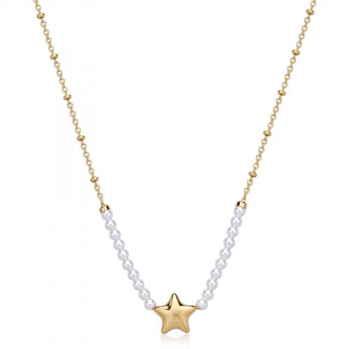 Collana dorata serie Stellar con stella e perline