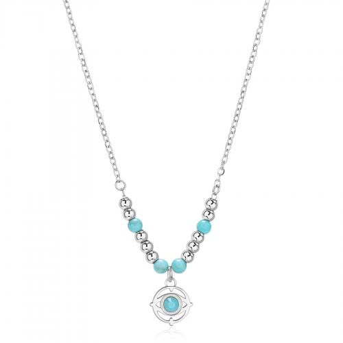 Collana con ciondolo evil eye ed elementi in turchese