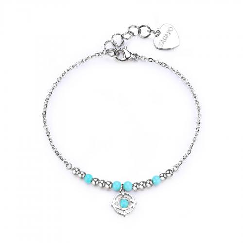 Bracciale con ciondolo evil eye ed elementi in turchese