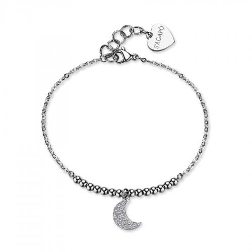 Bracciale con ciondolo a luna con zirconi