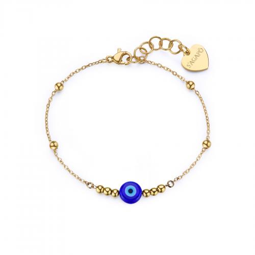Bracciale dorato serie Witch con occhio di Nazar centrale