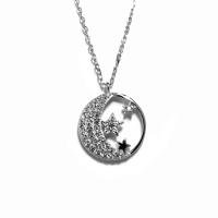 Collana in argento con ciondolo con luna e stelle